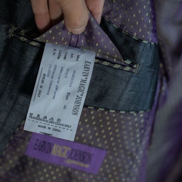 Earvin Magic Johnson Signature Mens Gray Blazer Suit Jacket Sport Coat Lined 48R - Picture 9 of 13